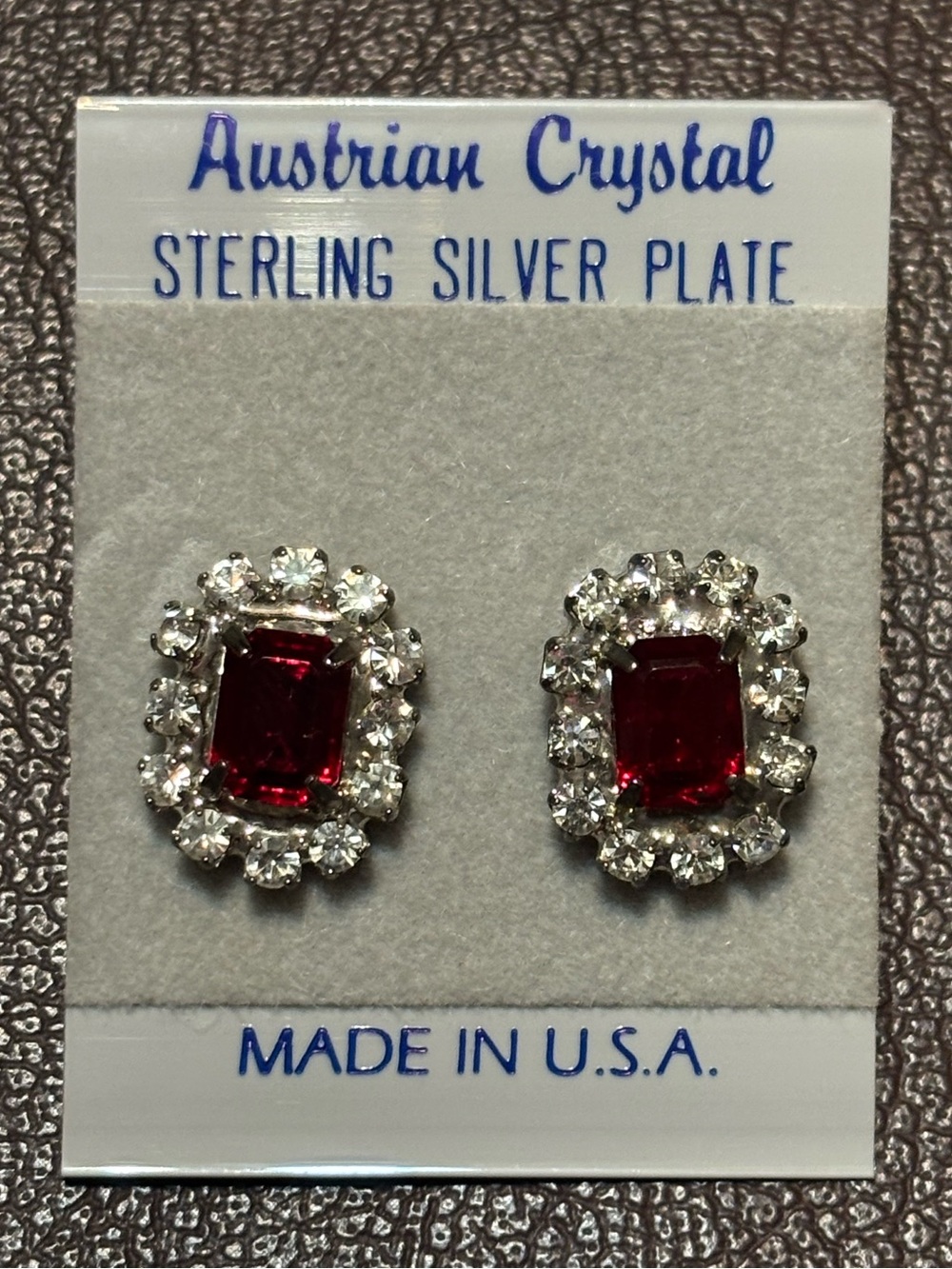 Red Halo Stud Earrings in Sterling Silver Plate